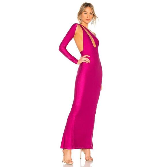 $198 Michael Costello X Revolve Magenta Jersey Bradley Maxi Dress Small NEW - Picture 2 of 11